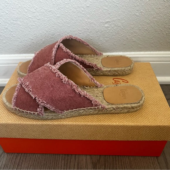 NIB Castaner Palmera Espadrille Canvas Slide Sandals Red Rosa Oscuro 36 6 - Picture 9 of 12